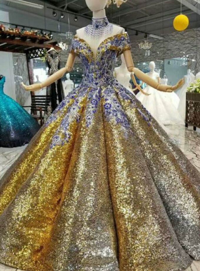Blue and Golden Gown