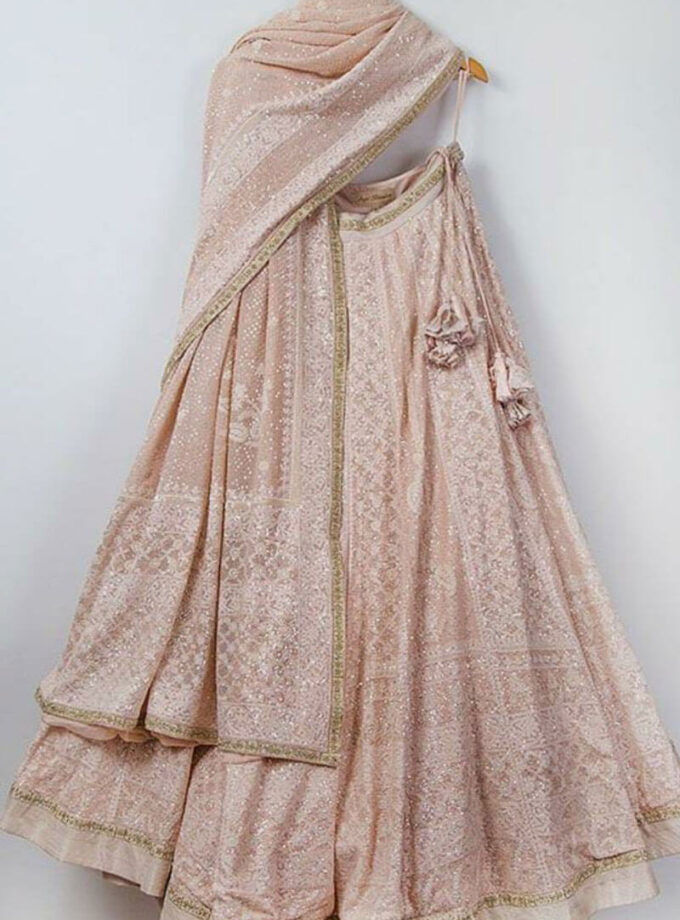 Cream Color Lehenga with Golden Border