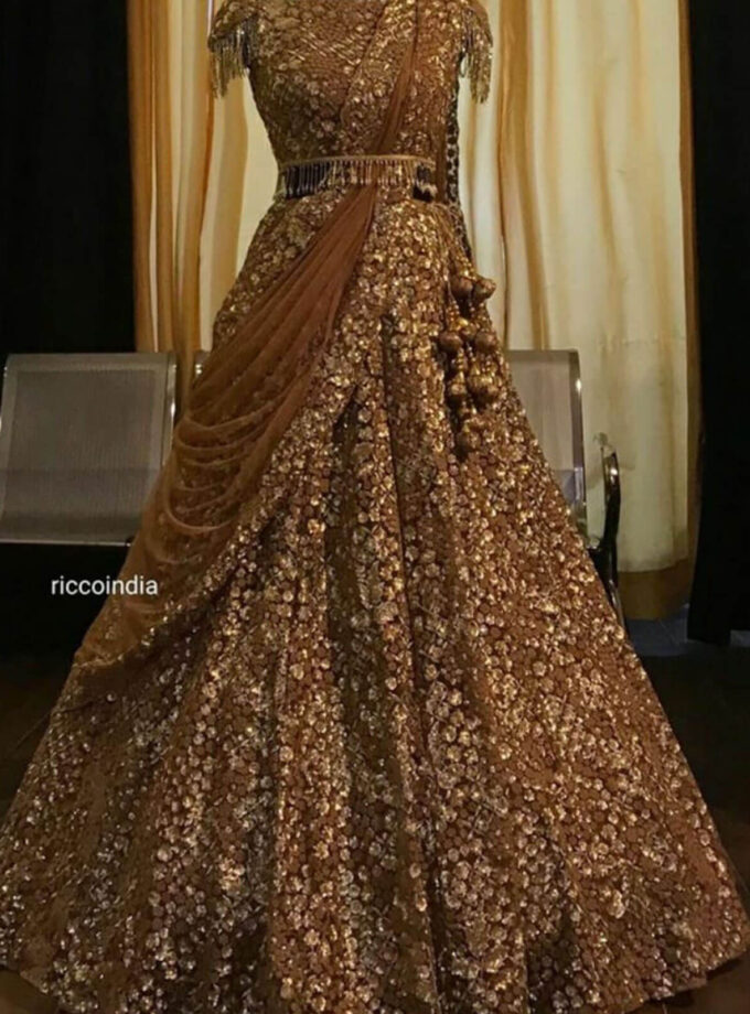 Light Brown and Golden Lehenga